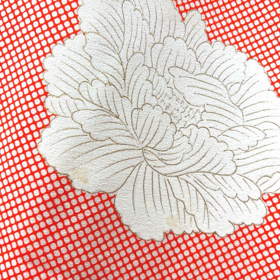 373 振袖フルセット 正絹 朱赤 橙オレンジ 金彩 手描き 小柄さん レトロ