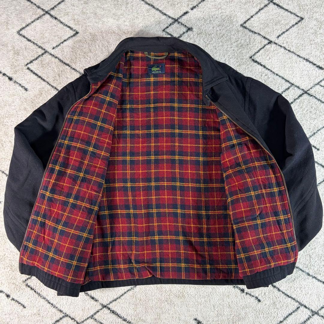 m*u様 【希少訳あり】80sラコステ ウール ハリントンジャケット チェック裏