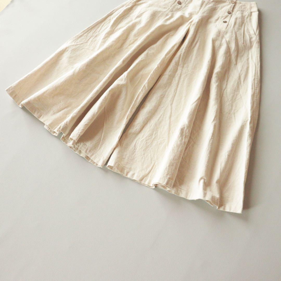 5128【美品】usaato ワイドパンツ 天然素材 シェルダブルボタン 白