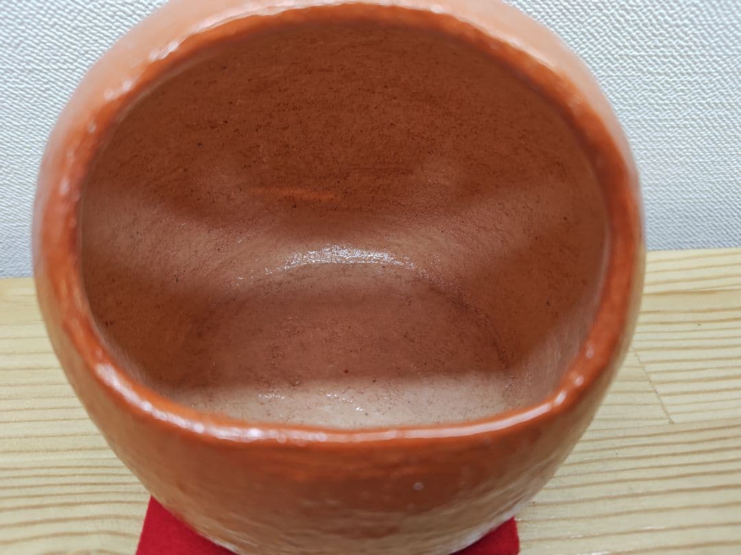 専用 送料込【逢絢亭】茶道具 火入 楽焼 赤楽 アンコ形 川嵜和楽 共箱入り