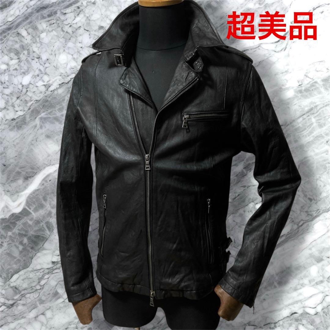 超美品 バーバリーブラックレーベル ライダースジャケット レザージャケット