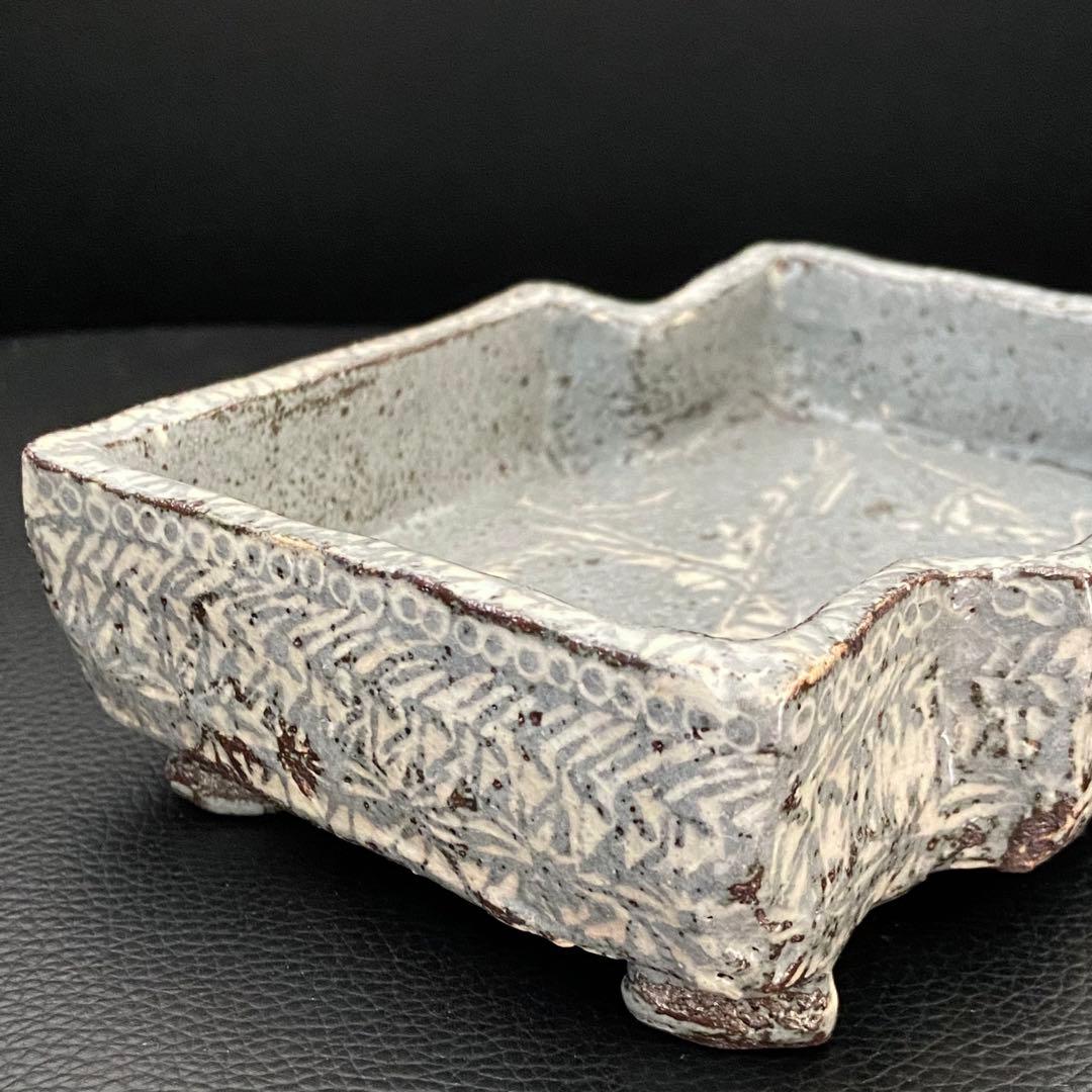 坂口健 東御土風紋三島向付 皿 器 作家もの 作陶展 共箱つき