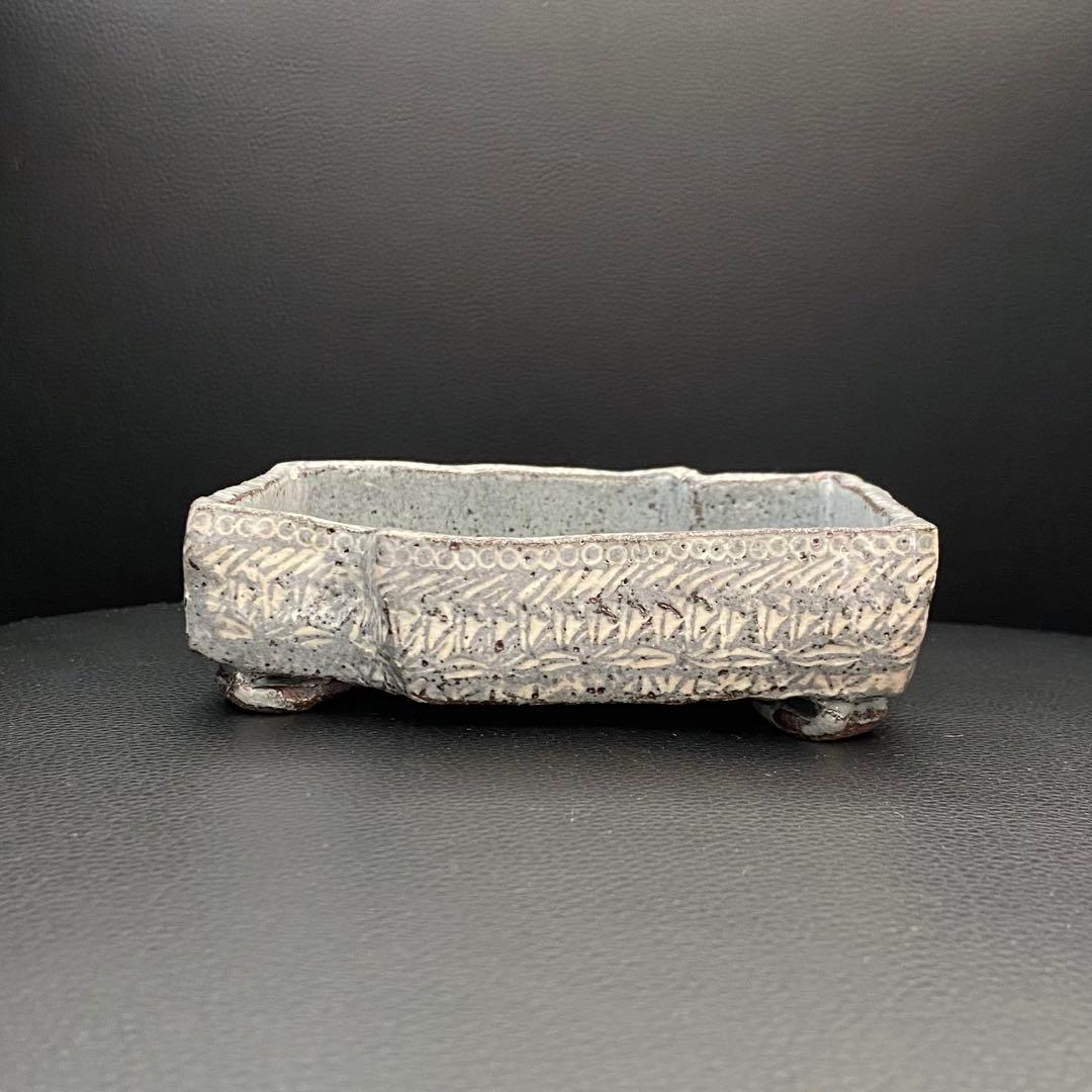 坂口健 東御土風紋三島向付 皿 器 作家もの 作陶展 共箱つき