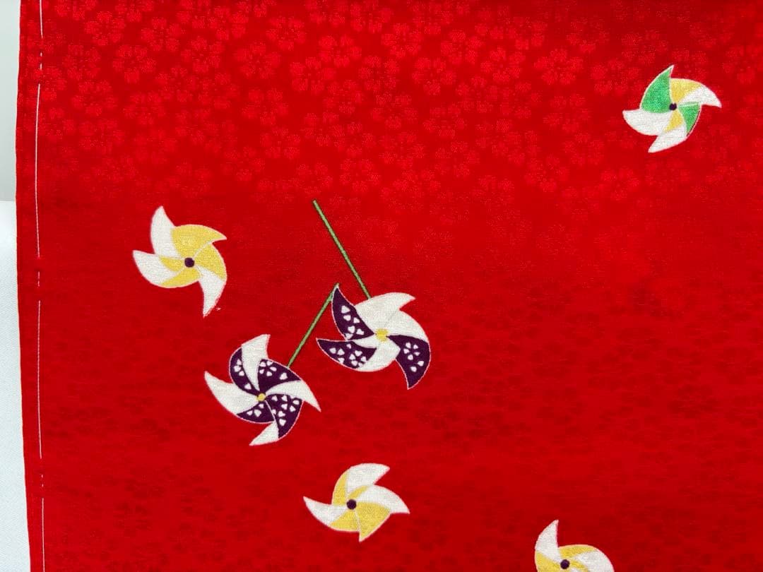 七五三着物　7才　女児　四つ身　まり・桜／ピンク系《子供491》#江戸小もーん