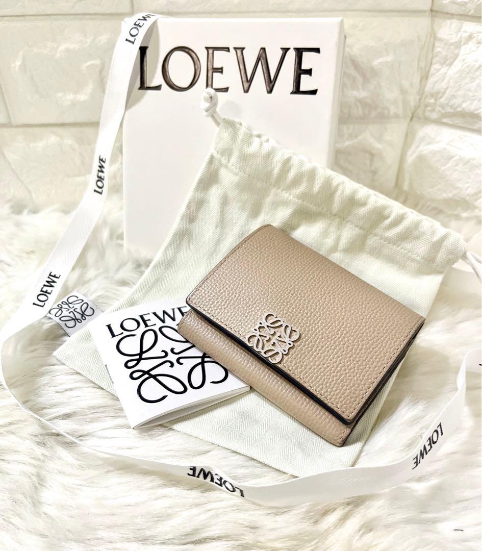 【monpi様】LOEWE トライフォールド 三つ折り財布 グレージュ 箱・巾着