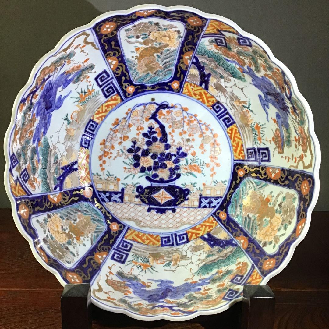 献上　古伊万里花篭手　大鉢　江戸期