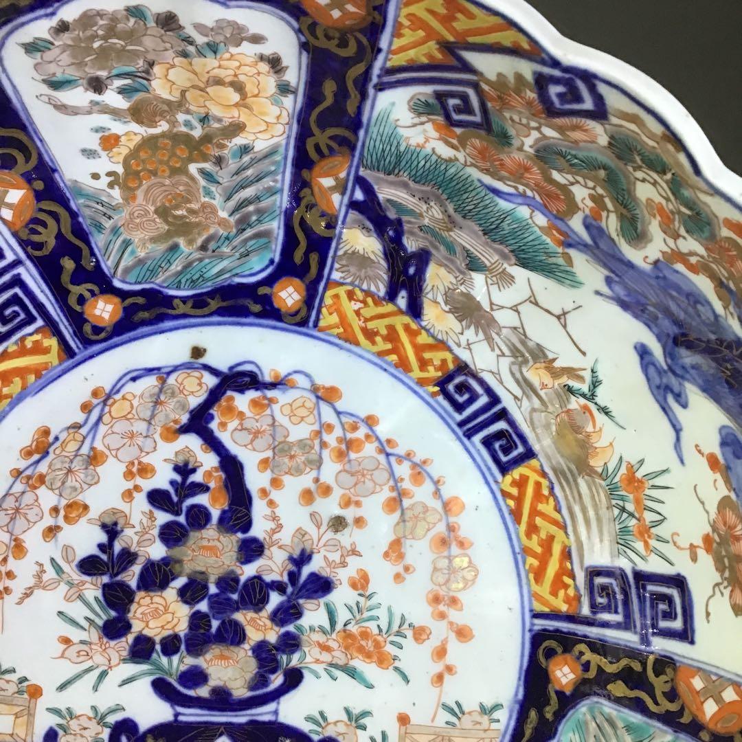 献上　古伊万里花篭手　大鉢　江戸期