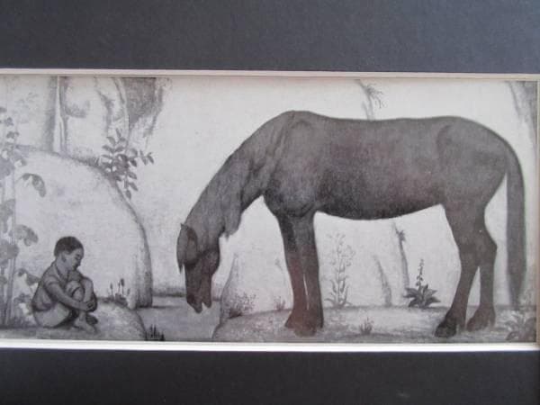 小杉未醒　飲馬　画集より　状態良好　新品額付