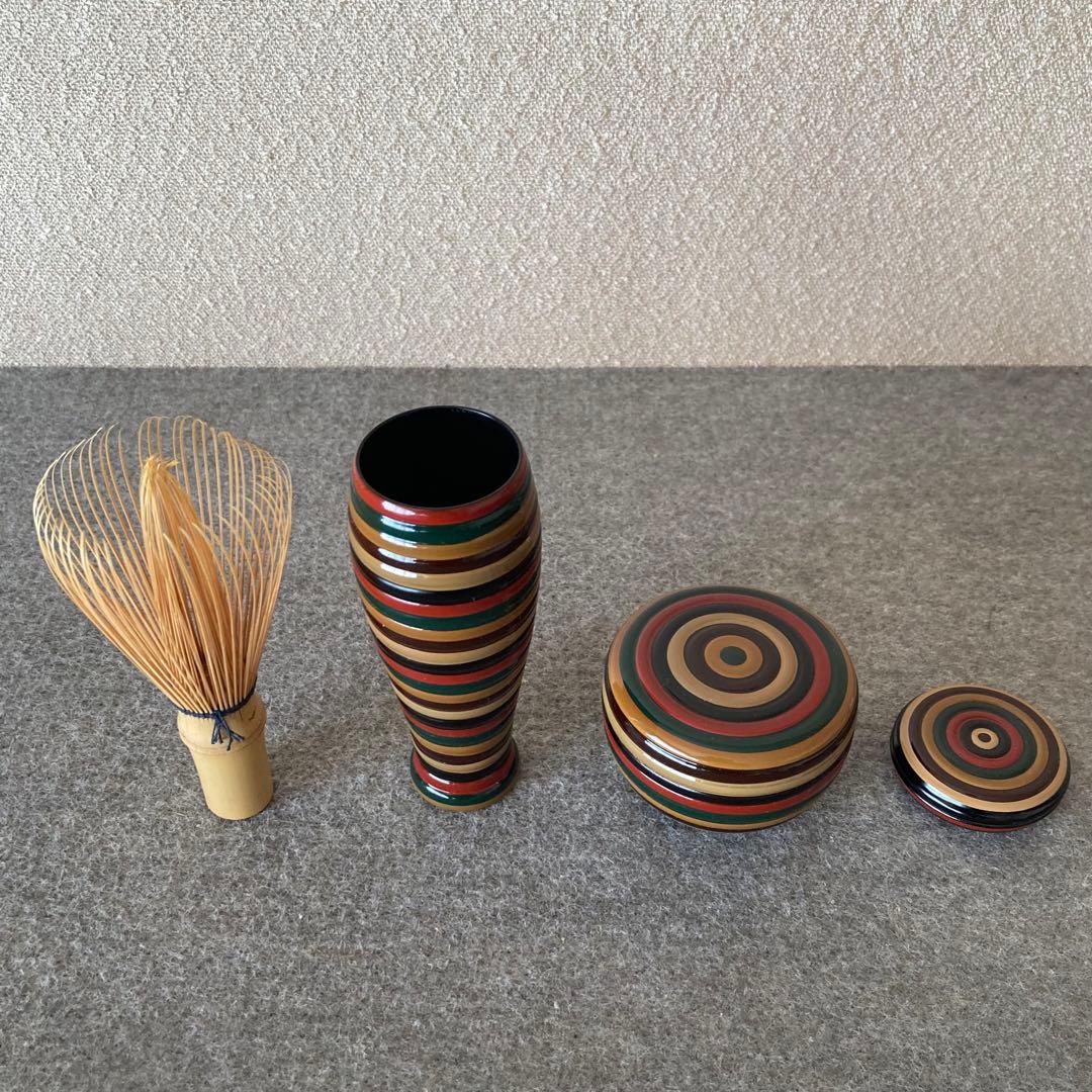 野点一式　茶道　箱手前　専用箱付　茶盌　茶筅　茶杓　道具