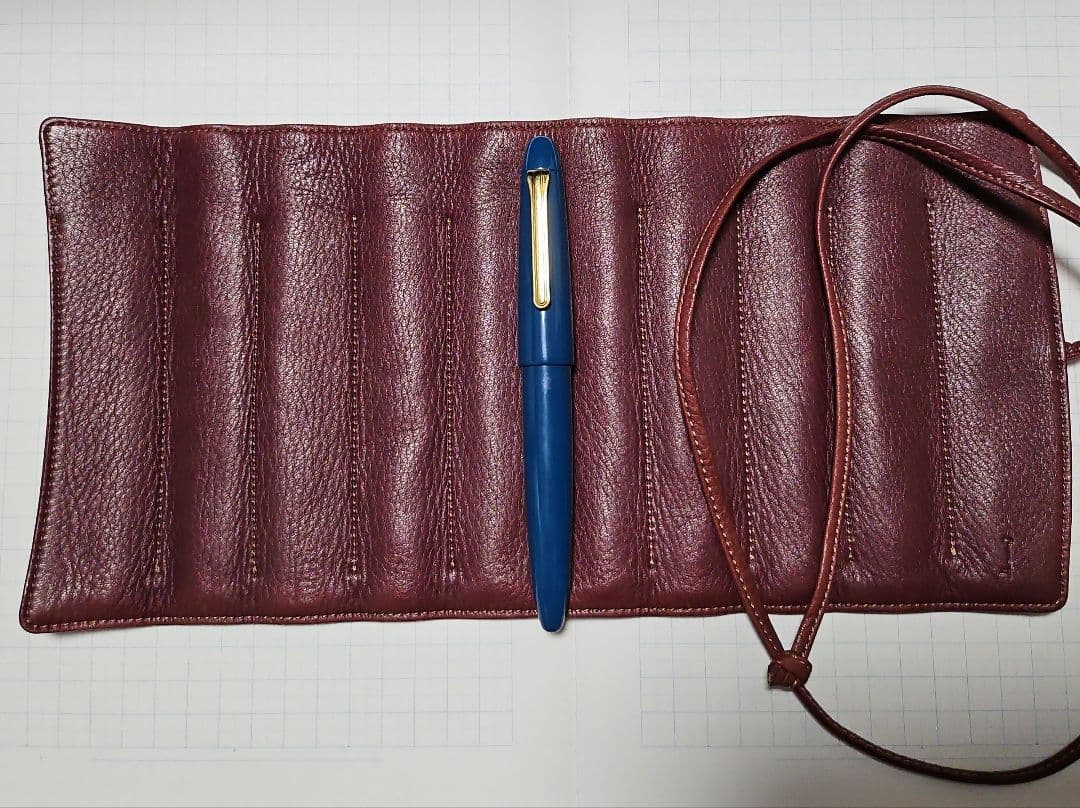 セーラー万年筆　KOP エボナイト青漆塗り 21K 太字B　ペンケースも一緒に