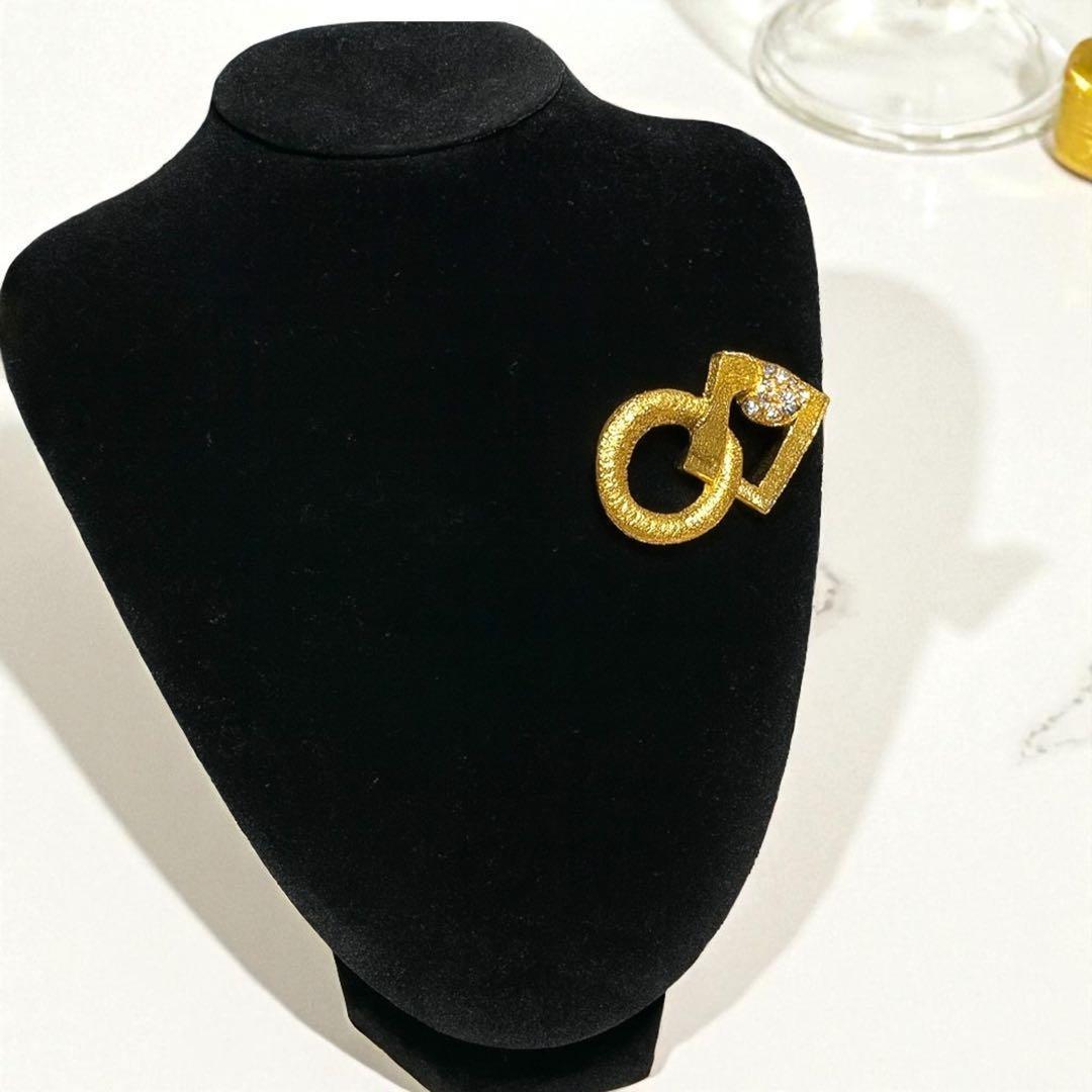 vintage YSL イヴサンローラン ブローチ ストーン ゴールド 146