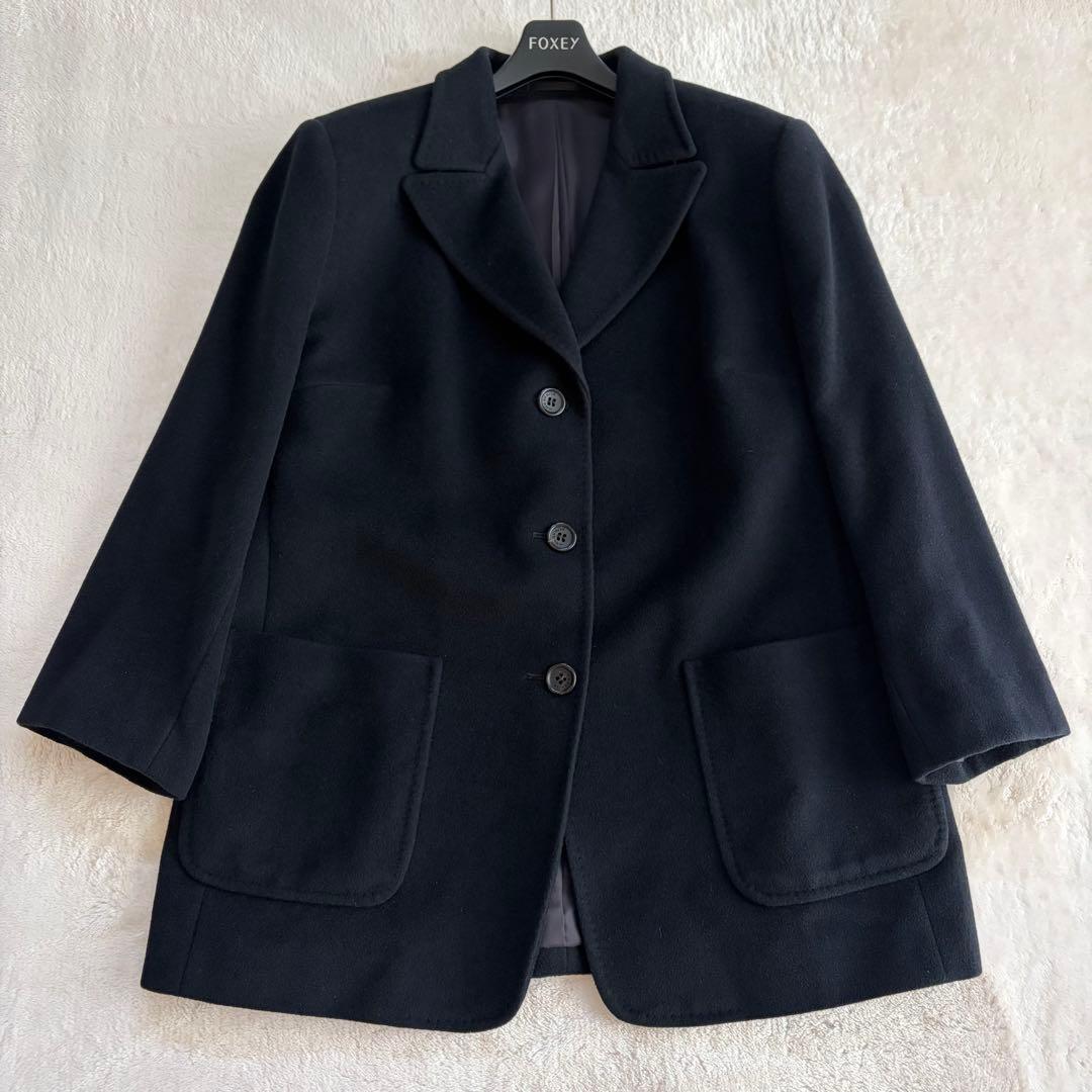 希少15号✨極美品 バーバリー アンゴラ×毛ジャケットコート ステッチ ロゴ 黒