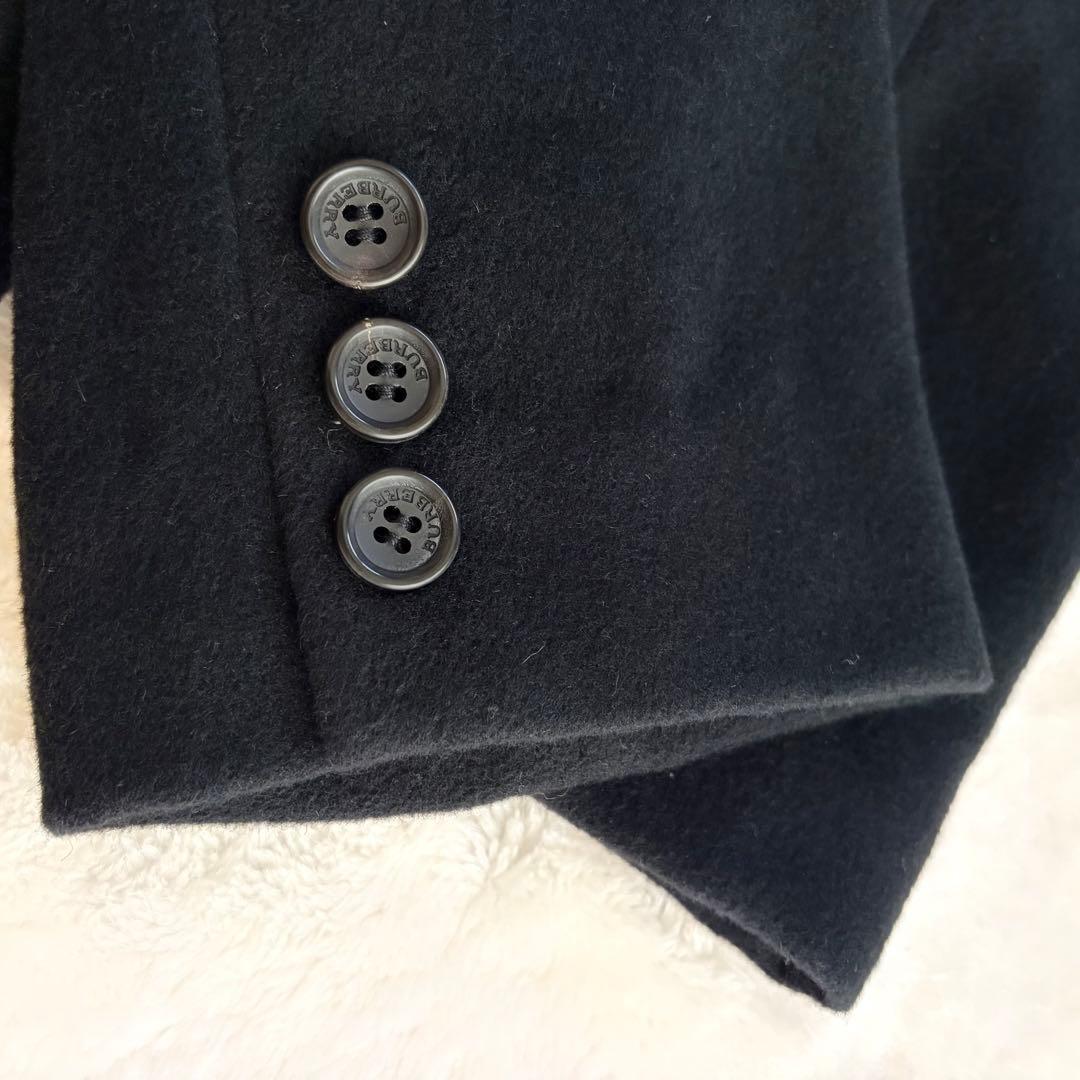 希少15号✨極美品 バーバリー アンゴラ×毛ジャケットコート ステッチ ロゴ 黒