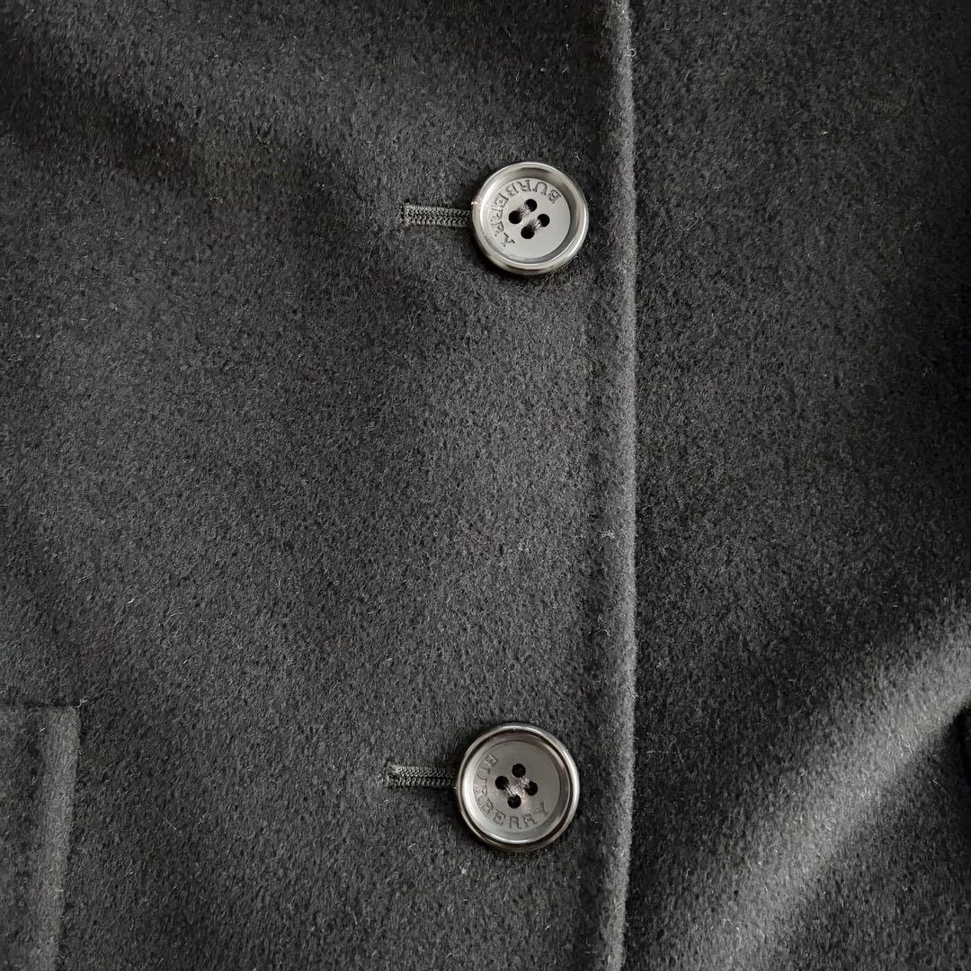 希少15号✨極美品 バーバリー アンゴラ×毛ジャケットコート ステッチ ロゴ 黒