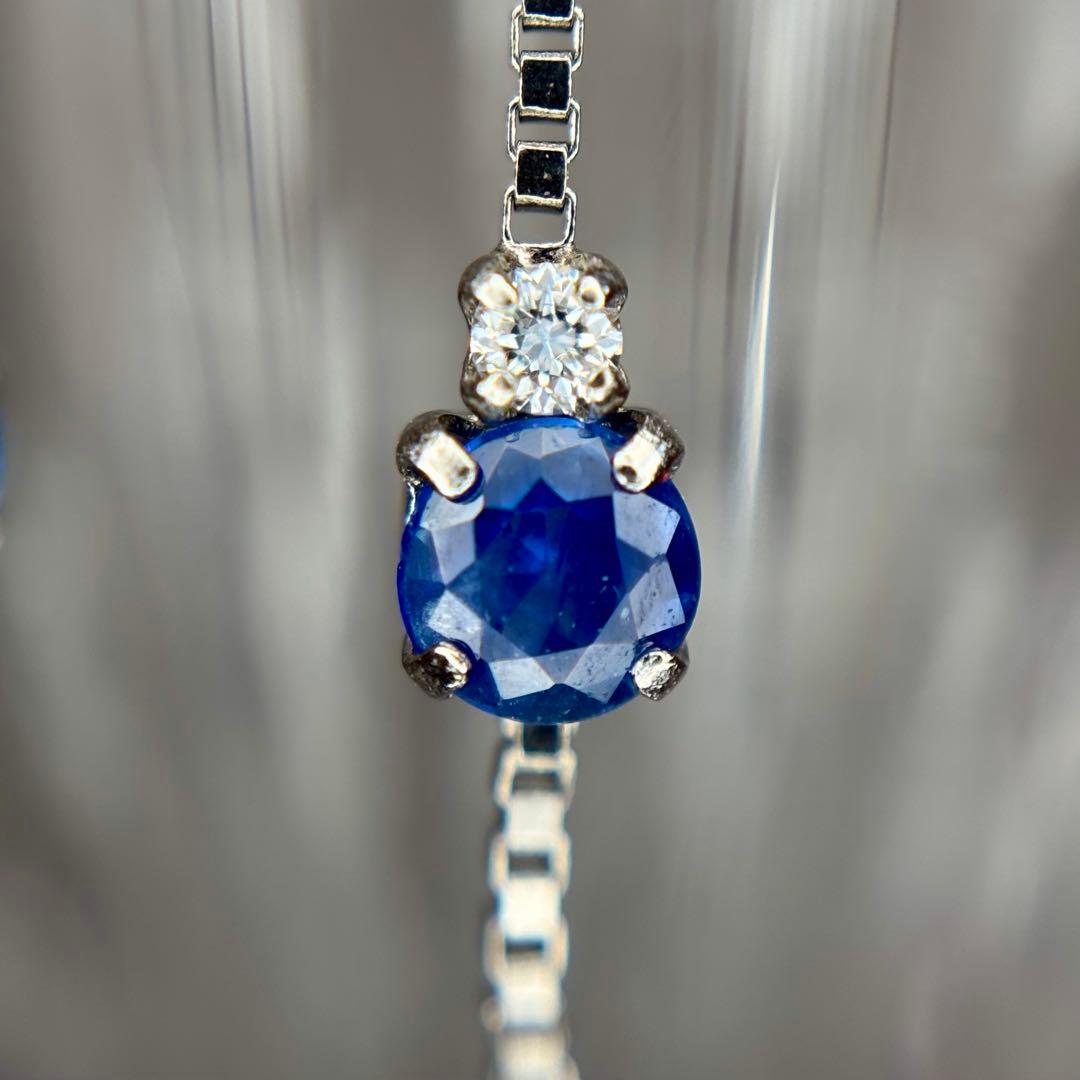 天然ブルーサファイア ダイヤモンド ロングピアス 計0.74ct PT900