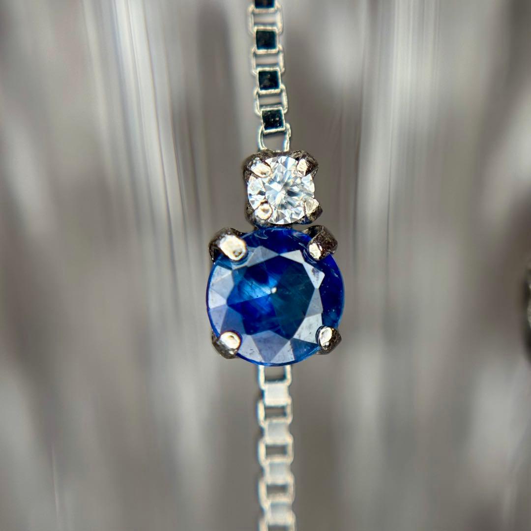 天然ブルーサファイア ダイヤモンド ロングピアス 計0.74ct PT900