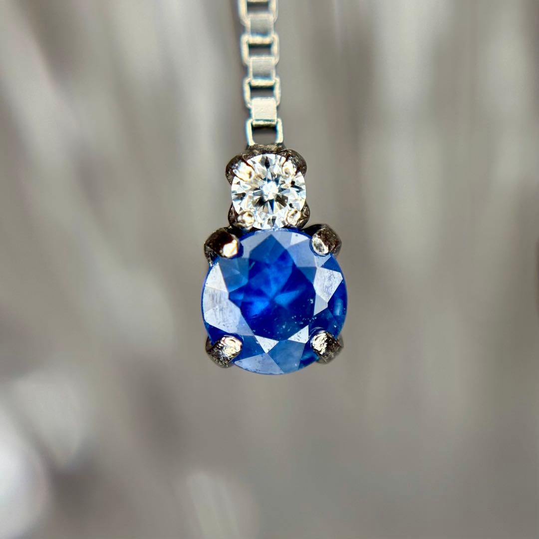 天然ブルーサファイア ダイヤモンド ロングピアス 計0.74ct PT900