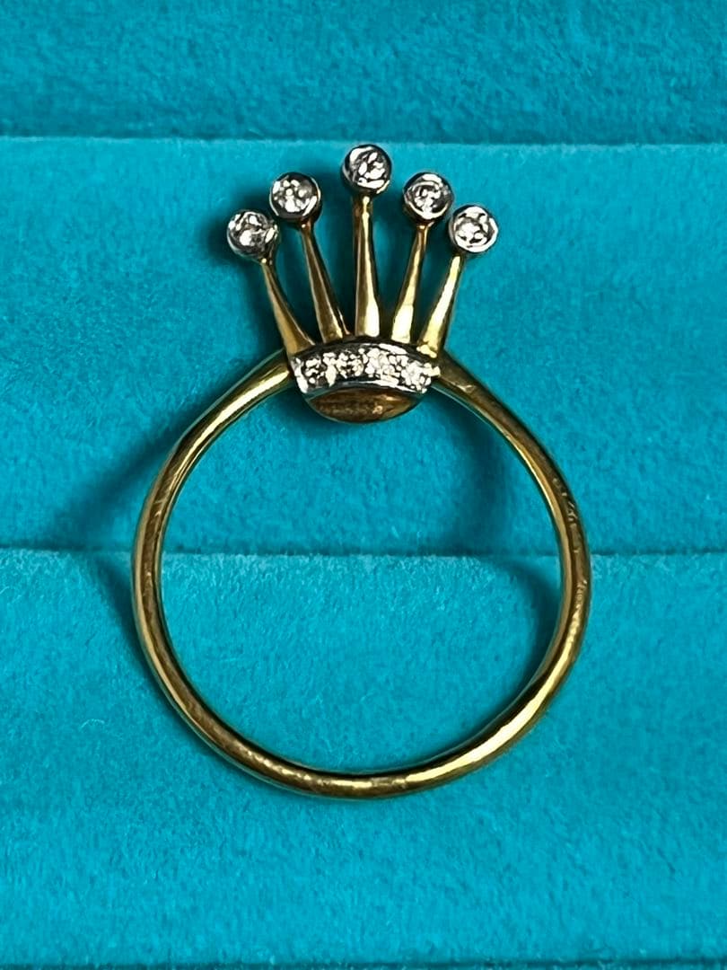 K18 ダイアモンドクラウンモチーフリング 11号 2g