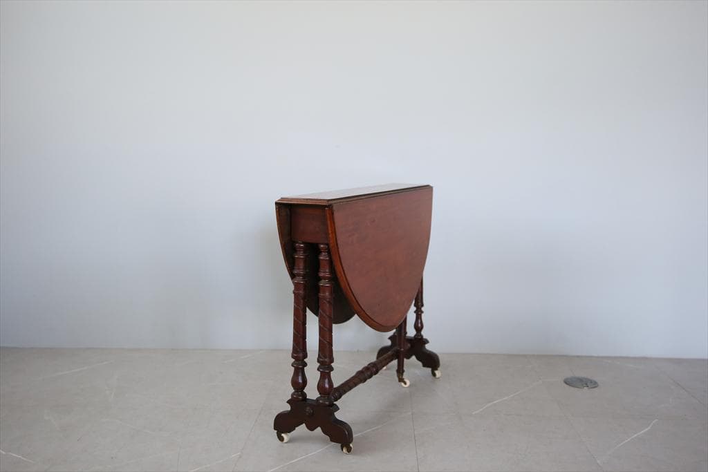 英国アンティーク木製ゲートレッグテーブル/ダイニング机/バタフライ(89-218