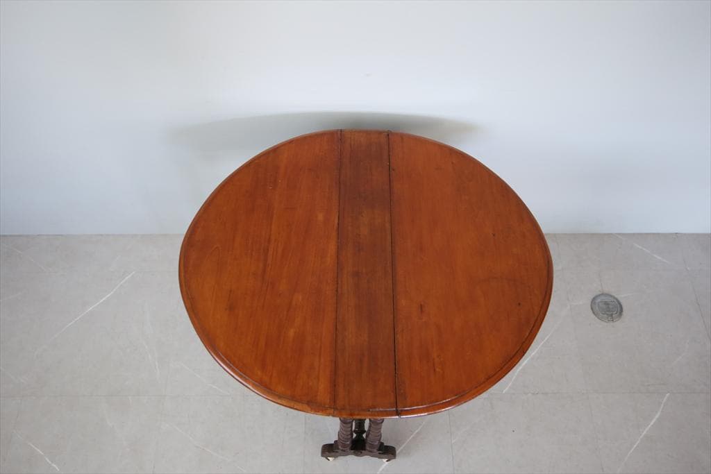 英国アンティーク木製ゲートレッグテーブル/ダイニング机/バタフライ(89-218