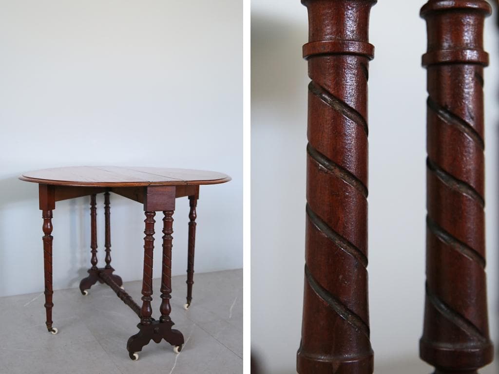 英国アンティーク木製ゲートレッグテーブル/ダイニング机/バタフライ(89-218