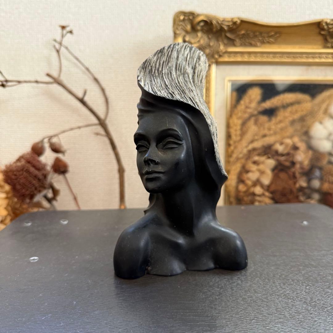 70's ビンテージ フランクシャーマン 黒珊瑚 胸像 ハワイミッドセンチュリー