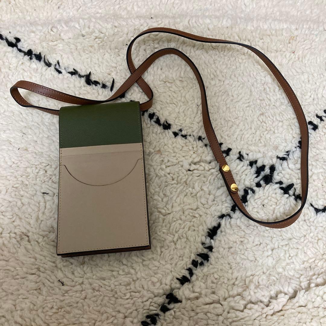 MARNI レザーショルダーバッグ ベージュ グリーン