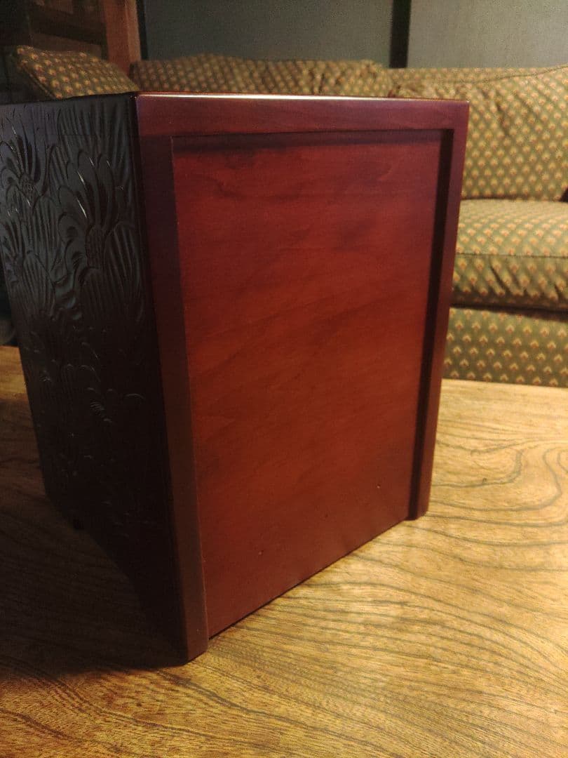 未使用　日光彫　軽井沢彫　小箪笥　引き出し　3段　伝統工芸　希少　デッドストック