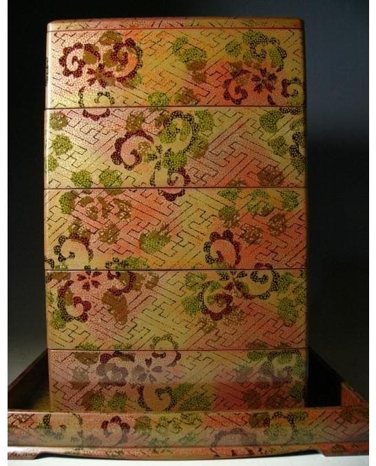 気まぐれ出品【津軽塗】最高級ライン「錦塗」五段重箱 未使用品