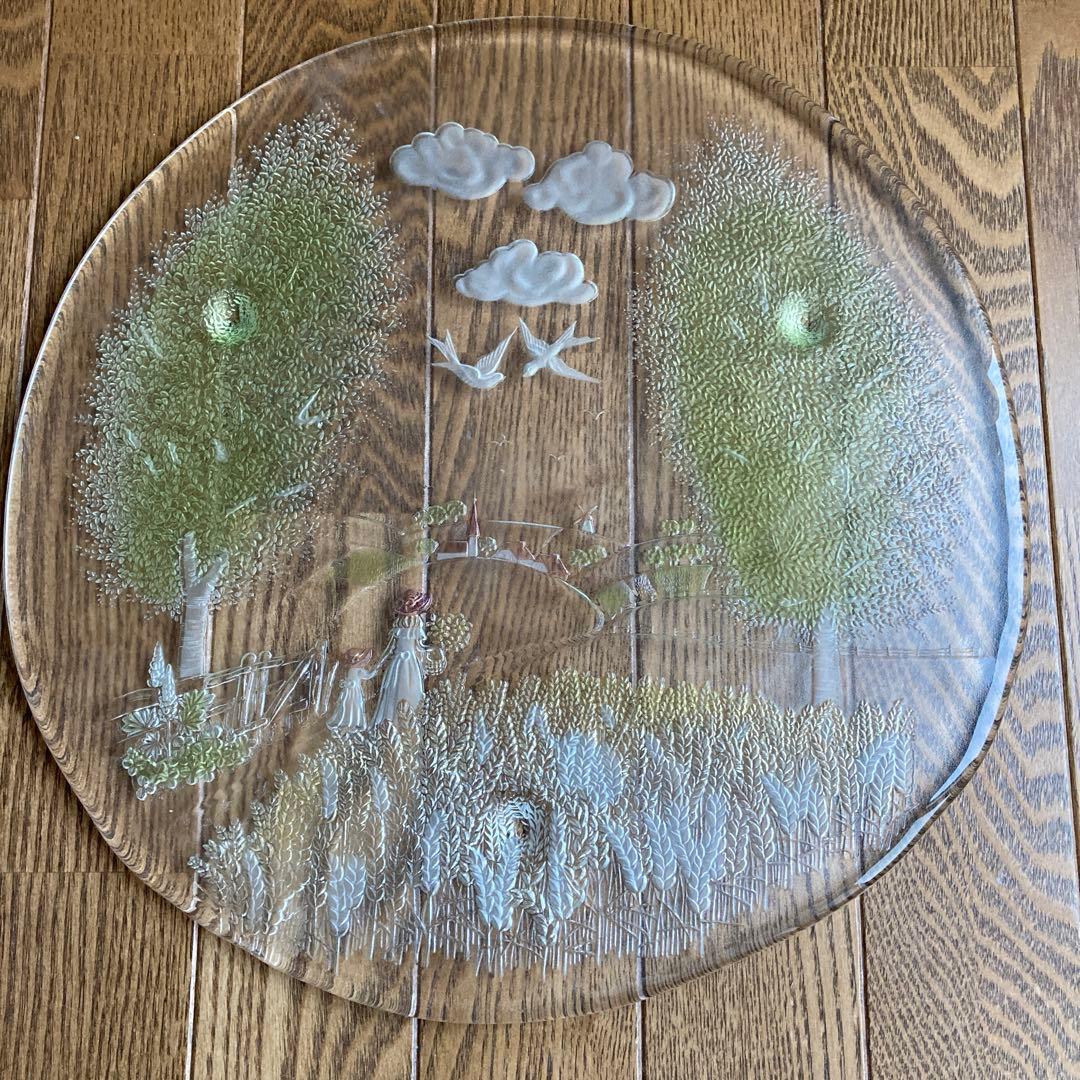 値下げ！北一硝子　飾り　大皿　ヴィンテージ