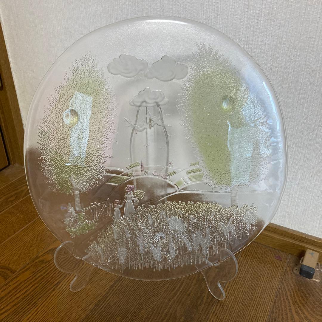 値下げ！北一硝子　飾り　大皿　ヴィンテージ