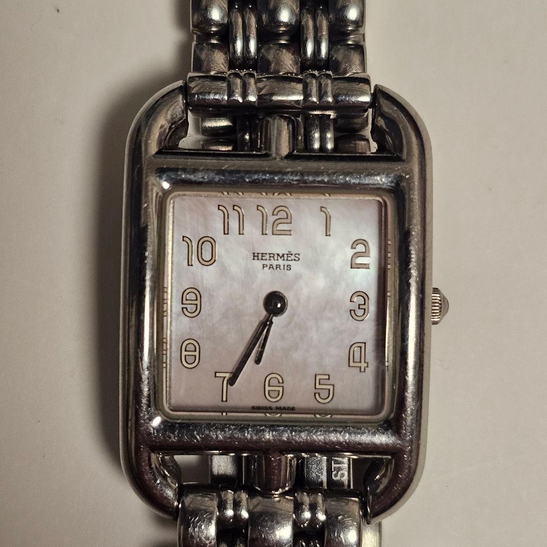HERMES エルメス　ケープコッド希少ピンク文字盤レディース腕時計　稼働良好。