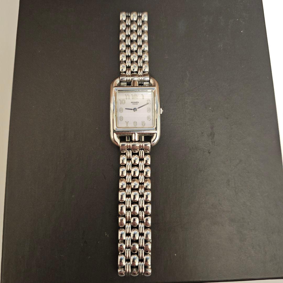 HERMES エルメス　ケープコッド希少ピンク文字盤レディース腕時計　稼働良好。