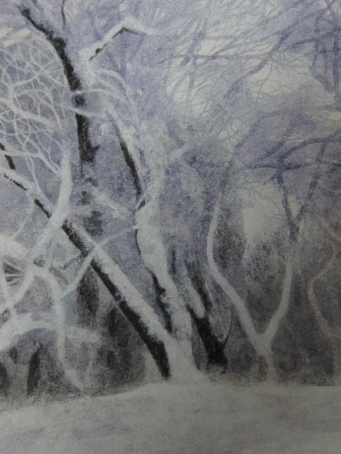 大島秀信、【新雪の朝】、希少な額装用画集より、状態良好、新品額装付