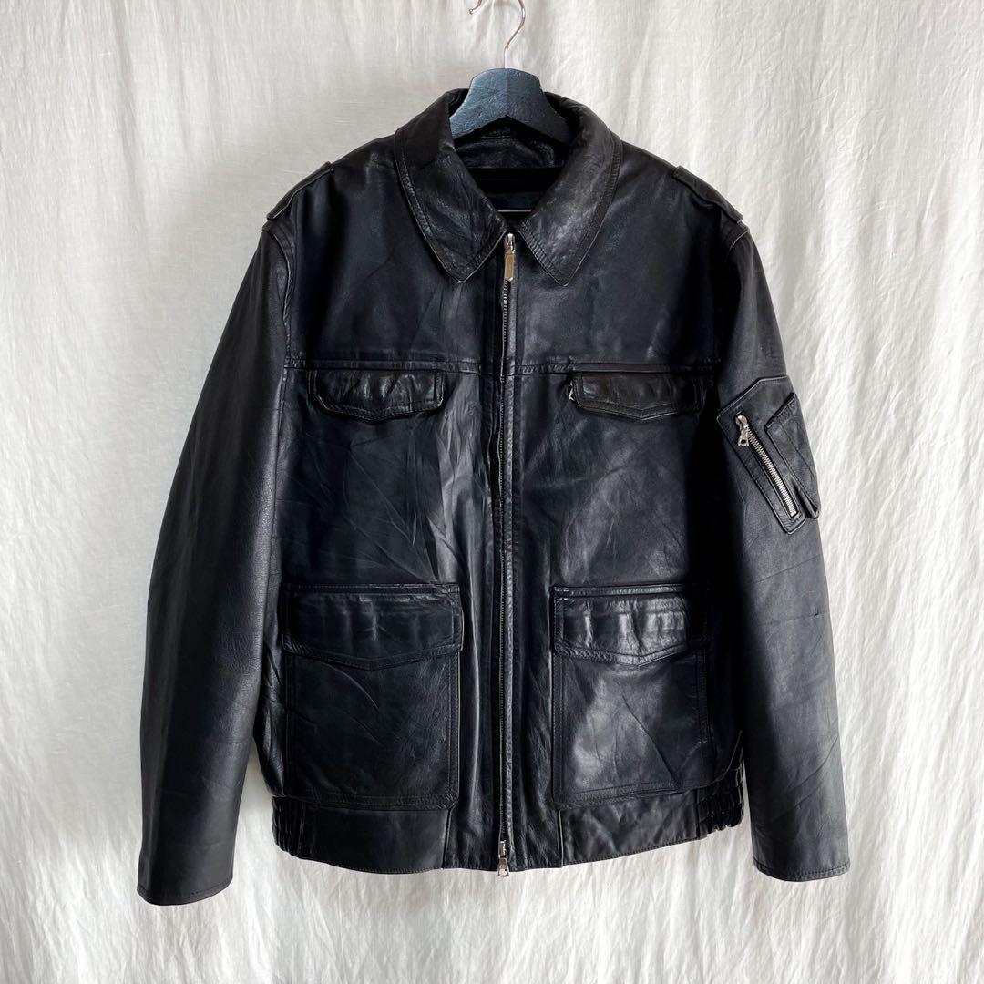 良品 ドイツ ポリスマン レザージャケット 54 ライダース モーターサイクル