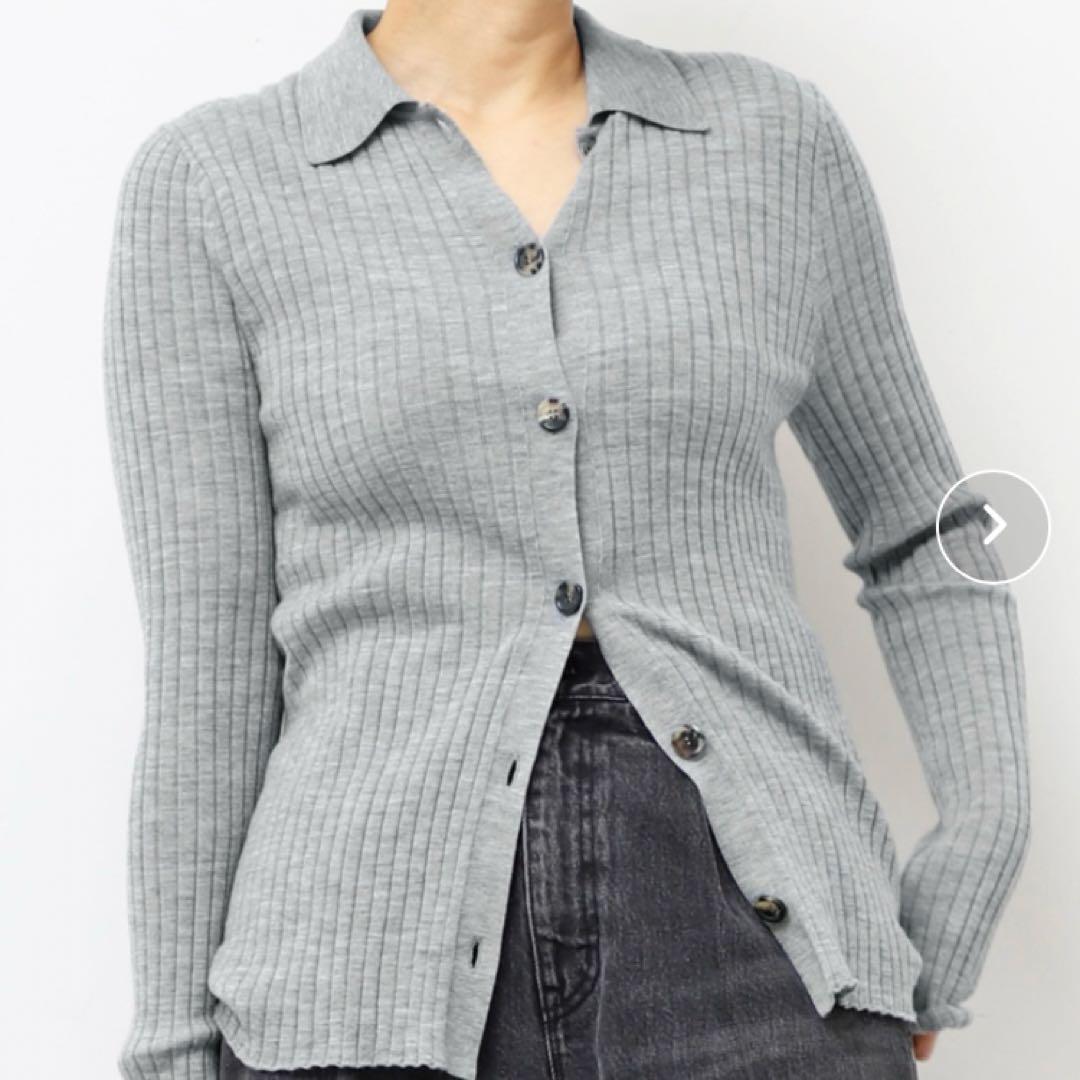 Deuxieme Classe ポロシャツニット カーディガン グレー