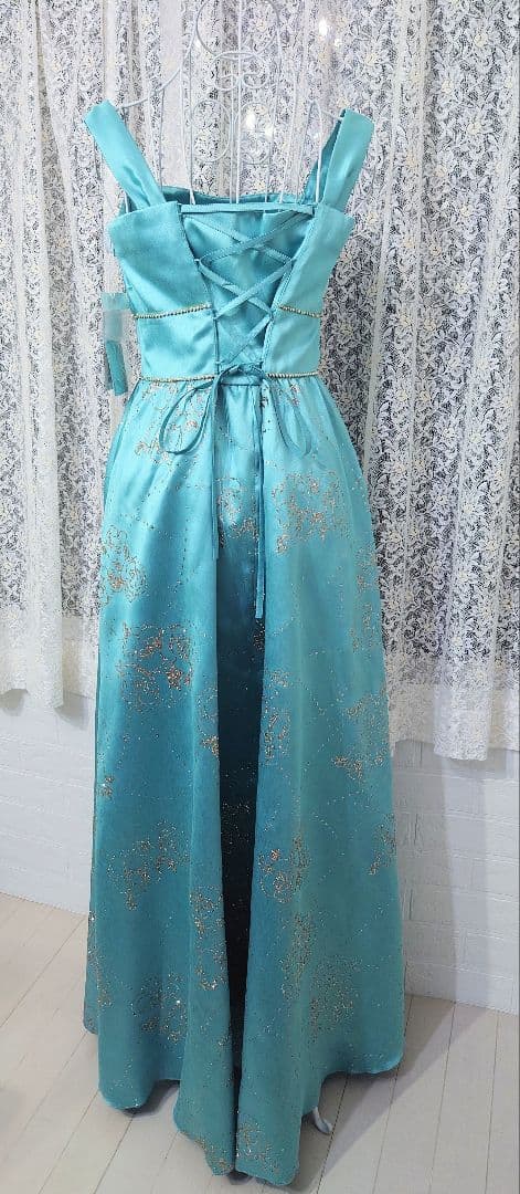 ジュネビビアン ロングドレス 水色 ラメ 花柄 タグ付き