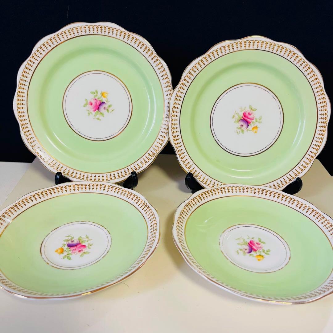 ロイヤルアルバート  エメラルドグリーン　ピンクの薔薇　2トリオ　③④