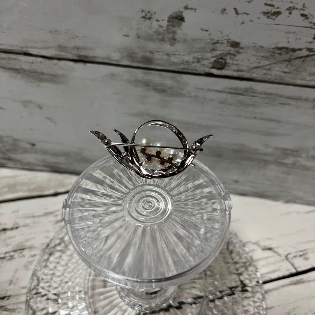 極美品　MIKIMOTO ミキモト　アコヤ真珠　パール　ブローチ　リーフ