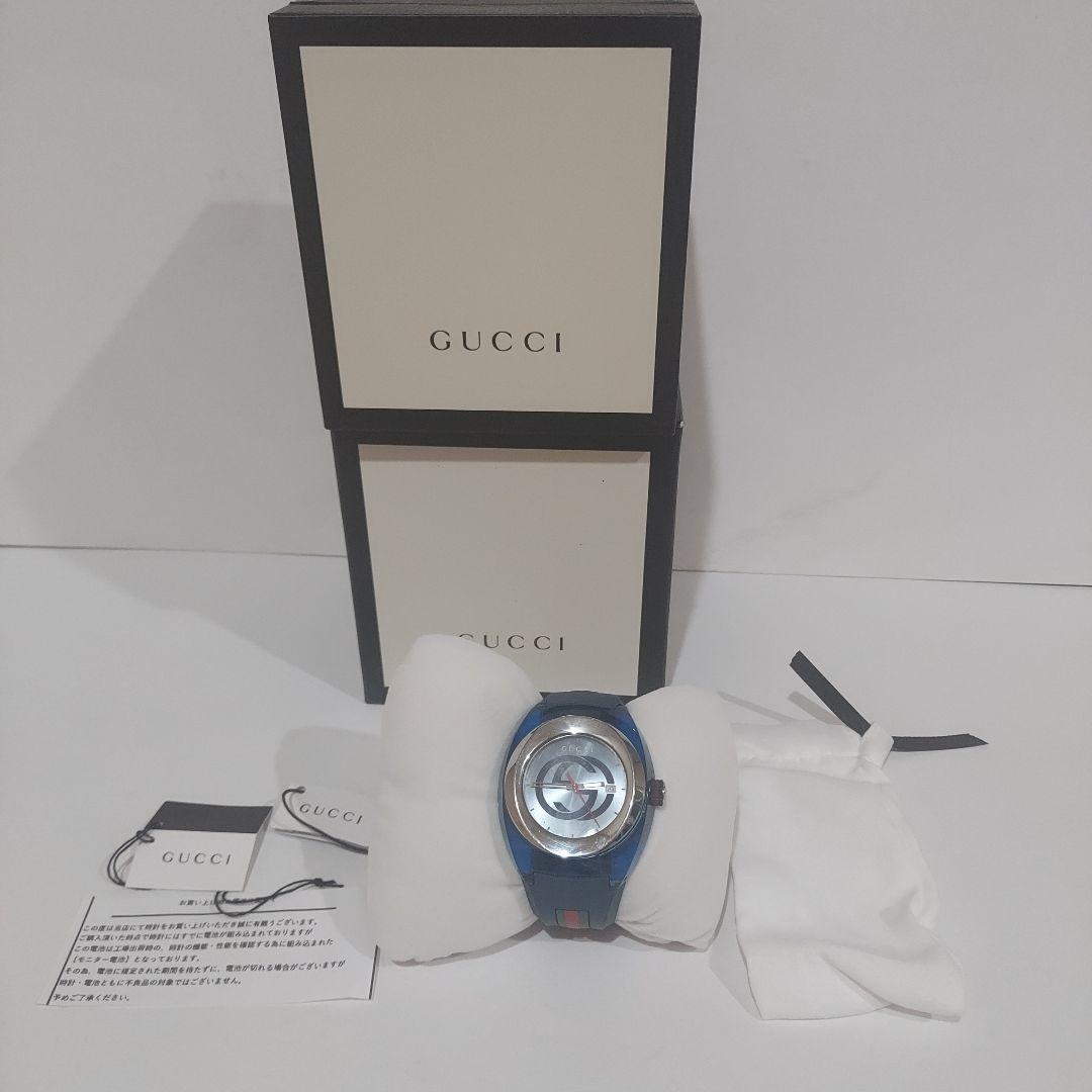 ☆訳あり☆グッチ GUCCI 腕時計 メンズ YA137104A シンク ブルー