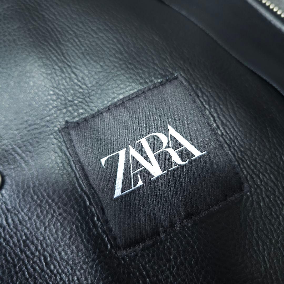 人気完売品 新品未使用【ZARA】人気フェイクレザー ブルゾンジャケットM 黒