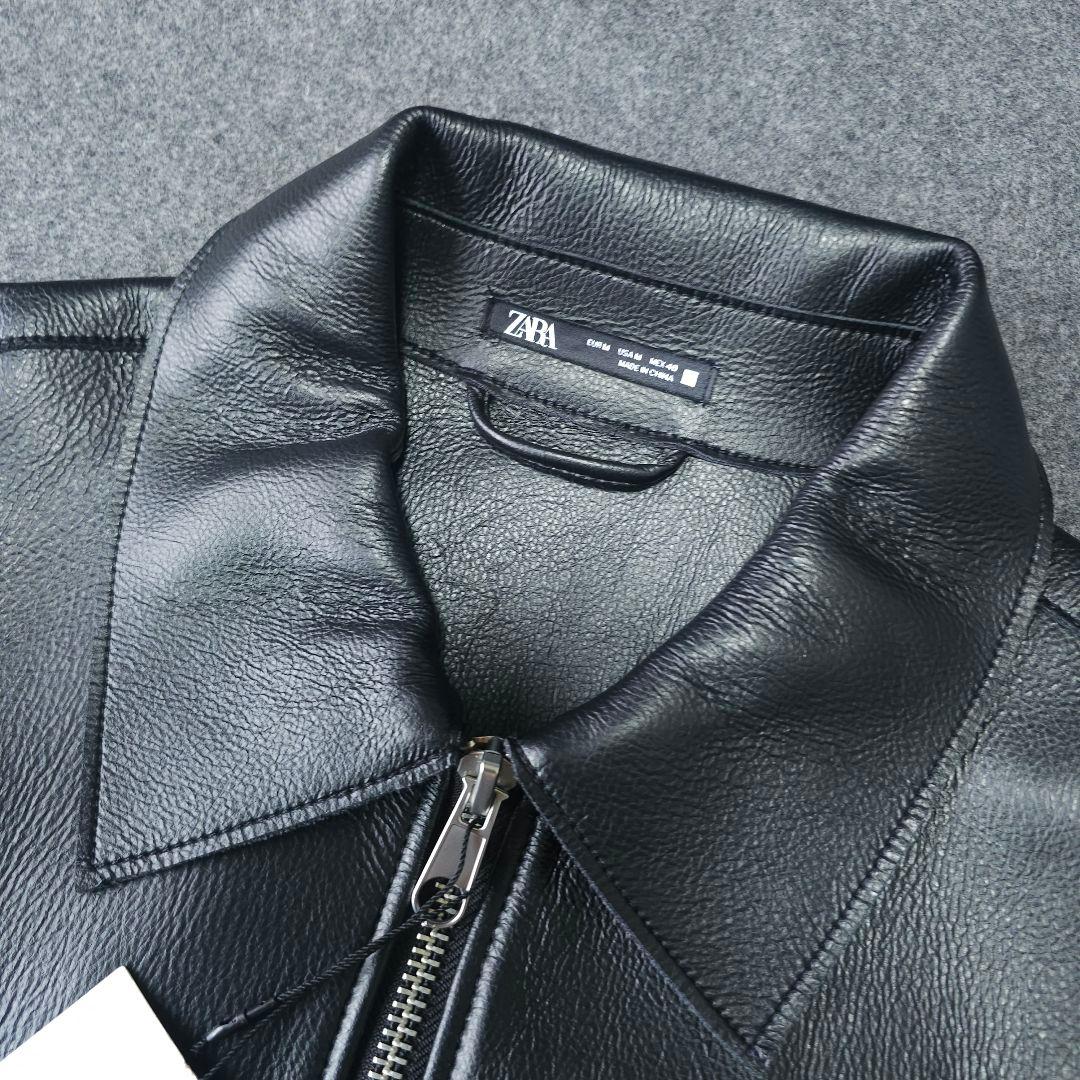 人気完売品 新品未使用【ZARA】人気フェイクレザー ブルゾンジャケットM 黒