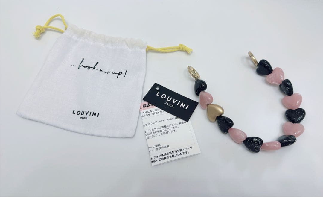 LOUVINI ハンドストラップ PETIT CUORE BLACK-PINK