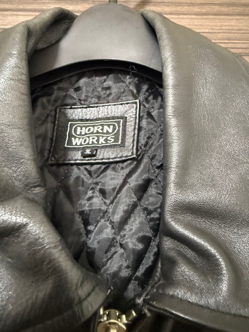HORN WORKS グレー レザーシングルライダース