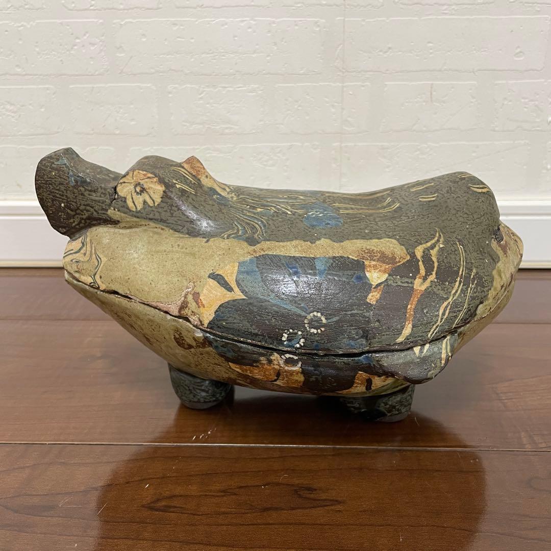 【魚の宮】　山内瑠璃子　練り込み　大島窯　置物