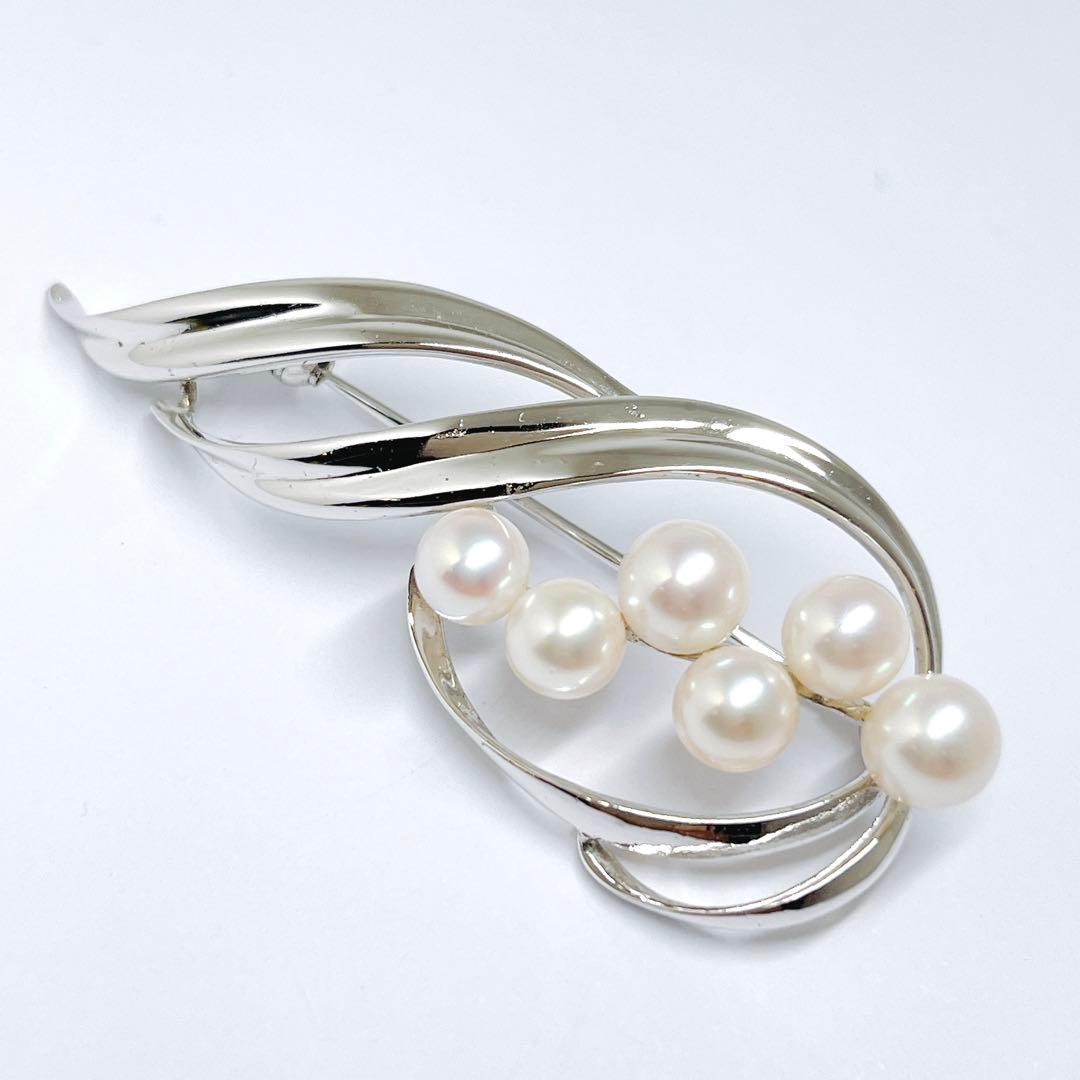 美品✨MIKIMOTO ミキモト パール　ブローチ　ピンブローチ シルバー