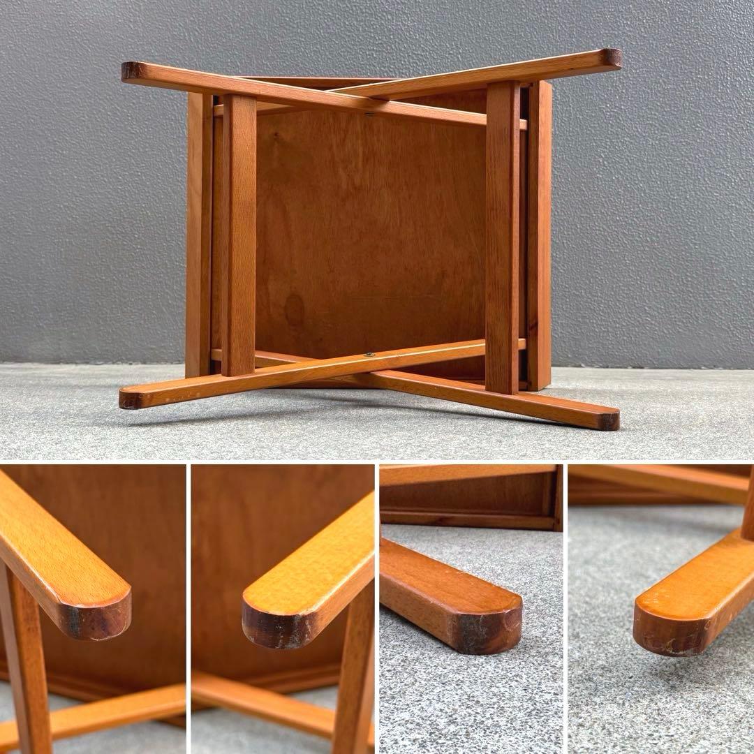 アンティーク 木製 サイドテーブル ローテーブル チークカラー コーヒーテーブル