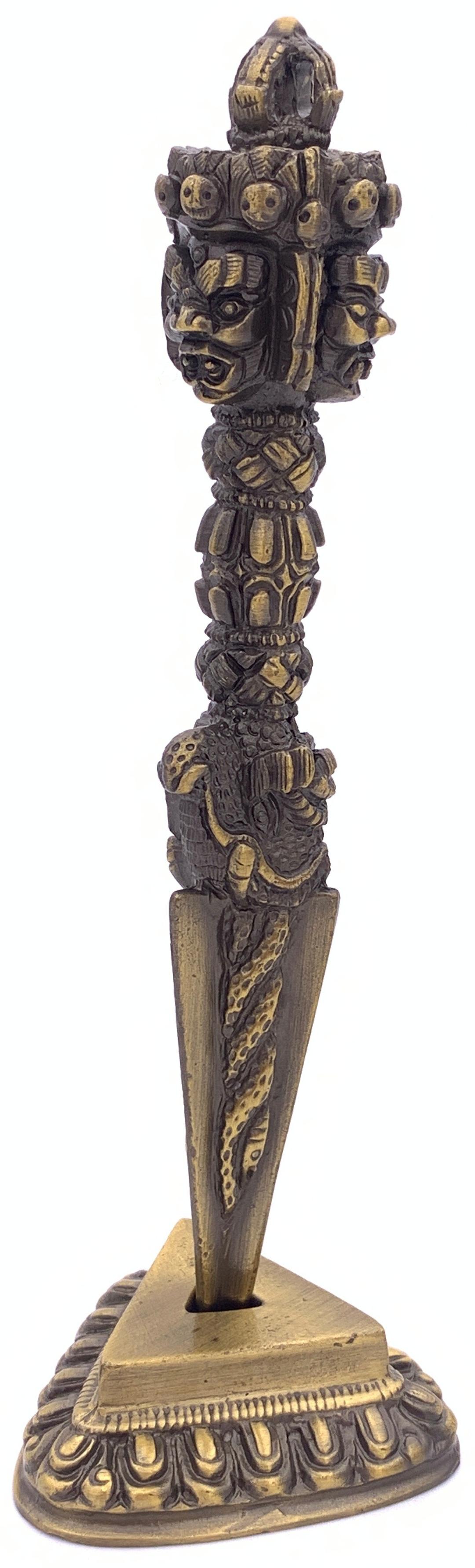 ◆チベット密教法具　3面憤怒尊プルパ（密教宝剣）◆