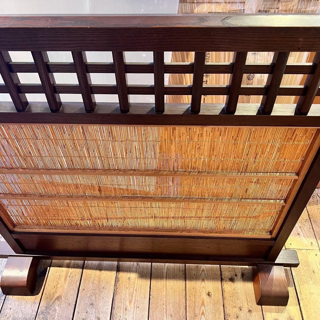 木製 衝立 自立式 障子 戸 間仕切り 和 古家具 古民具 高級 材木 天然