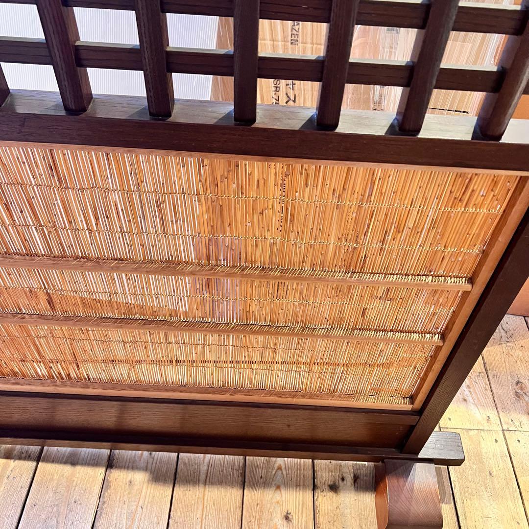 木製 衝立 自立式 障子 戸 間仕切り 和 古家具 古民具 高級 材木 天然